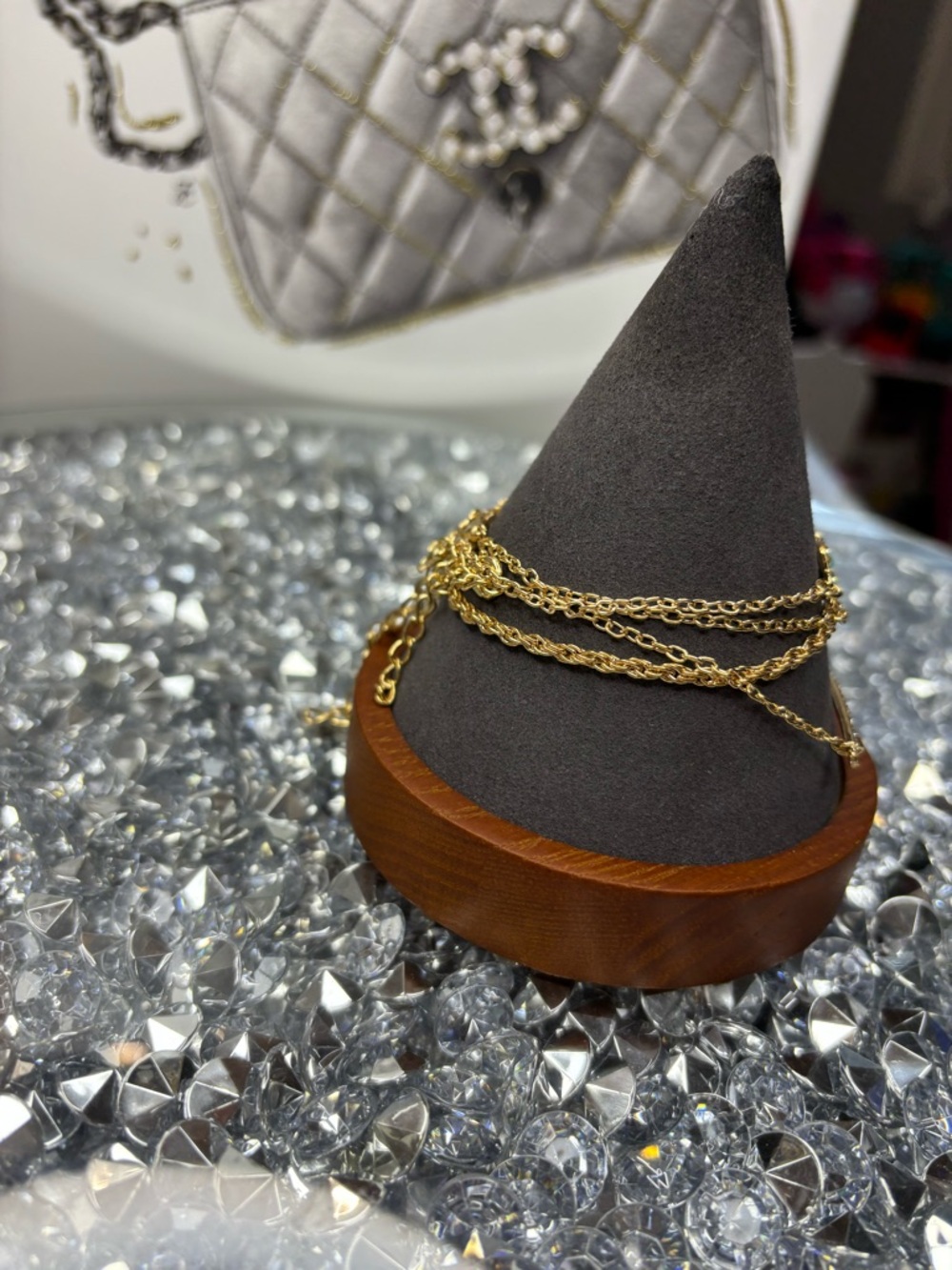 Gold Multi-Layer Chain Bracelet with Turquoise Accents - Picture 4 of 7